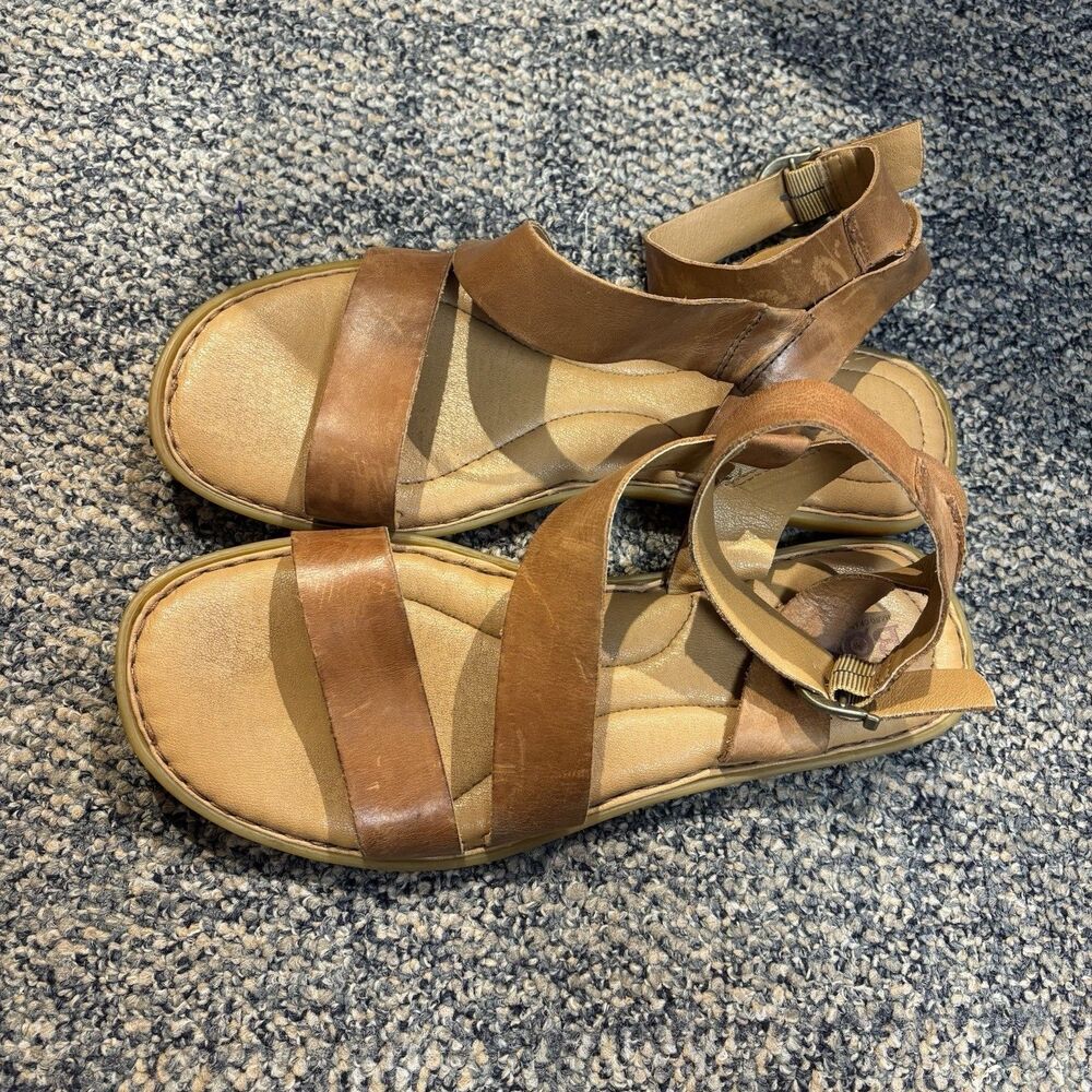 Born Leah Brown Leather Ankle Strap Shoe Sandals sz 9 Sexy Toga Beach